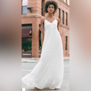 Express White Floral Tiered Maxi Dress M